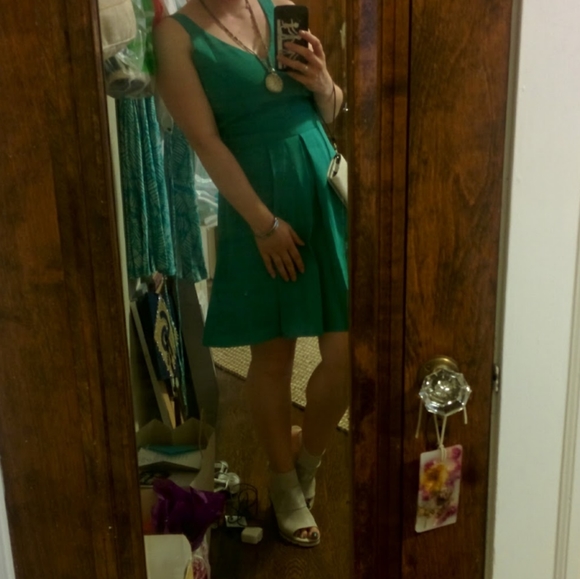 Like New Adelyn Rae Lace Up Back Corset Dress Teal - Picture 5 of 7